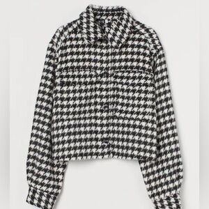 Crop Black/White Houndstooth Shacket